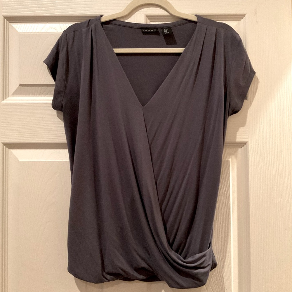Tahari Wrap Front Blouse - Small